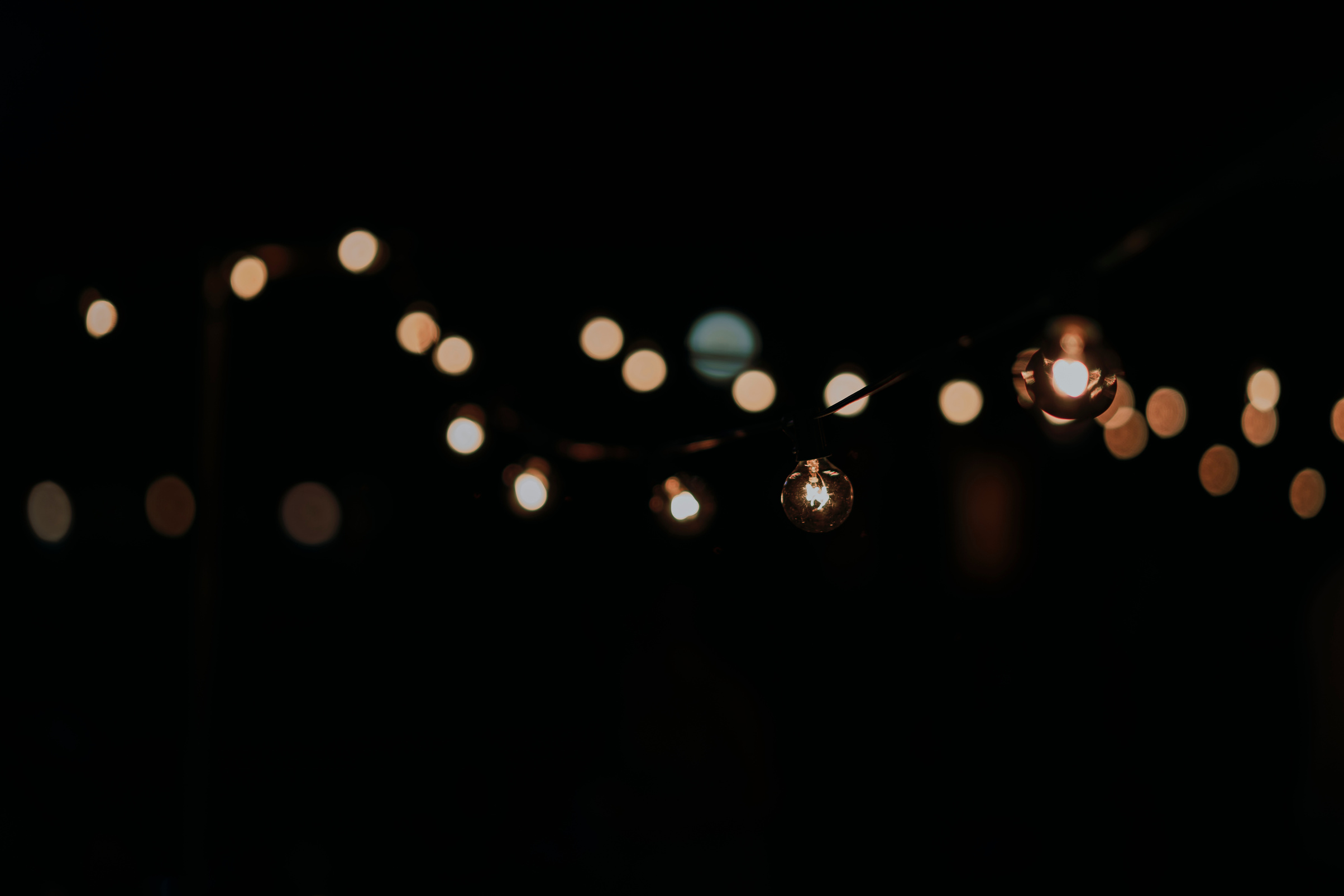 Hanging Lights at Wedding Reception